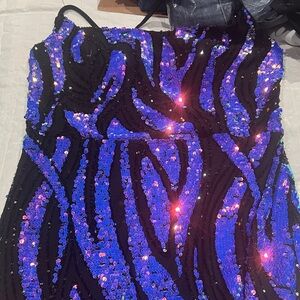 Sequin Zebra Print Dress